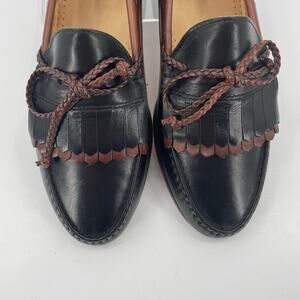 Allen Edmonds Men's Woodstock Loafers, Black/Cognac, Braided Tassel, Sz 10.5E